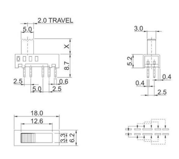 SS-24E01(2P4T)撥動(dòng)開關(guān)